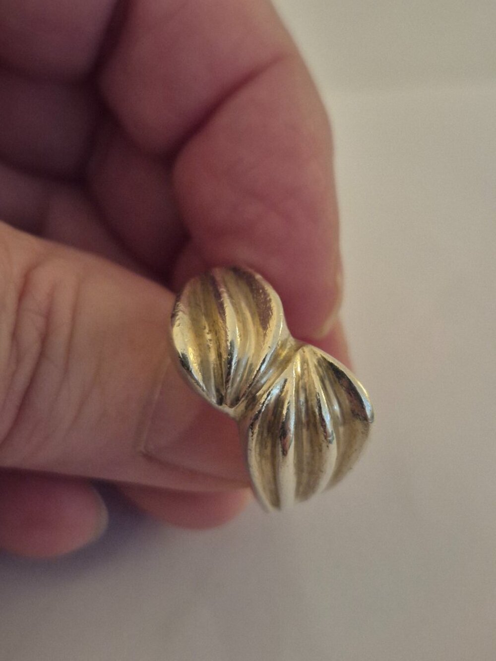 Vintage Mexico 925 Sterling Silver Heavy Ribbed Bypass Ring Size 9